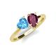 4 - Sasha Heart Shape Blue Topaz & Pear Shape Rhodolite Garnet 2 Stone Duo Ring 