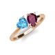 4 - Sasha Heart Shape Blue Topaz & Pear Shape Rhodolite Garnet 2 Stone Duo Ring 