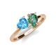 4 - Sasha Heart Shape Blue Topaz & Pear Shape Lab Created Alexandrite 2 Stone Duo Ring 