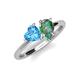 4 - Sasha Heart Shape Blue Topaz & Pear Shape Lab Created Alexandrite 2 Stone Duo Ring 