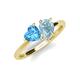 4 - Sasha Heart Shape Blue Topaz & Pear Shape Aquamarine 2 Stone Duo Ring 