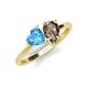 4 - Sasha Heart Shape Blue Topaz & Pear Shape Smoky Quartz 2 Stone Duo Ring 