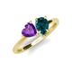 4 - Sasha Heart Shape Amethyst & Pear Shape London Blue Topaz 2 Stone Duo Ring 