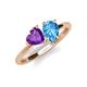 4 - Sasha Heart Shape Amethyst & Pear Shape Blue Topaz 2 Stone Duo Ring 