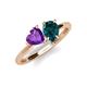 4 - Sasha Heart Shape Amethyst & Pear Shape London Blue Topaz 2 Stone Duo Ring 