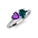 4 - Sasha Heart Shape Amethyst & Pear Shape London Blue Topaz 2 Stone Duo Ring 