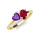 4 - Sasha Heart Shape Amethyst & Pear Shape Lab Created Ruby 2 Stone Duo Ring 