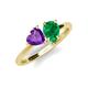 4 - Sasha Heart Shape Amethyst & Pear Shape Lab Created Emerald 2 Stone Duo Ring 