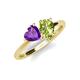 4 - Sasha Heart Shape Amethyst & Pear Shape Peridot 2 Stone Duo Ring 