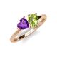 4 - Sasha Heart Shape Amethyst & Pear Shape Peridot 2 Stone Duo Ring 