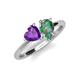 4 - Sasha Heart Shape Amethyst & Pear Shape Lab Created Alexandrite 2 Stone Duo Ring 