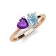 4 - Sasha Heart Shape Amethyst & Pear Shape Aquamarine 2 Stone Duo Ring 