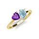 4 - Sasha Heart Shape Amethyst & Pear Shape Aquamarine 2 Stone Duo Ring 