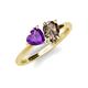 4 - Sasha Heart Shape Amethyst & Pear Shape Smoky Quartz 2 Stone Duo Ring 