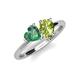 4 - Sasha Heart Shape Lab Created Alexandrite & Pear Shape Peridot 2 Stone Duo Ring 