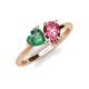 4 - Sasha Heart Shape Lab Created Alexandrite & Pear Shape Pink Tourmaline 2 Stone Duo Ring 