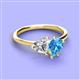 3 - Sasha GIA Certified Heart Shape Diamond & Pear Shape Blue Topaz Stone Duo Ring 