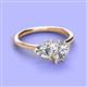 3 - Sasha GIA Certified Heart Shape Natural Diamond & IGI Certified Pear Shape Lab Grown Diamond 2 Stone Duo Ring 