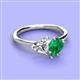 3 - Sasha GIA Certified Heart Shape Diamond & Pear Shape Lab Created Emerald 2 Stone Duo Ring 