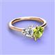 3 - Sasha GIA Certified Heart Shape Diamond & Pear Shape Peridot Stone Duo Ring 