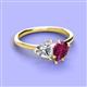 3 - Sasha GIA Certified Heart Shape Diamond & Pear Shape Rhodolite Garnet Stone Duo Ring 