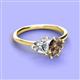 3 - Sasha GIA Certified Heart Shape Diamond & Pear Shape Smoky Quartz Stone Duo Ring 