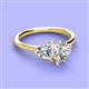 3 - Sasha GIA Certified Heart Shape Diamond & Pear Shape Forever Brilliant Moissanite 2 Stone Duo Ring 