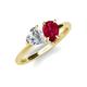 4 - Sasha GIA Certified Heart Shape Diamond & Pear Shape Lab Created Ruby 2 Stone Duo Ring 