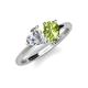 4 - Sasha GIA Certified Heart Shape Diamond & Pear Shape Peridot Stone Duo Ring 