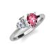 4 - Sasha GIA Certified Heart Shape Diamond & Pear Shape Pink Tourmaline Stone Duo Ring 