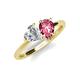 4 - Sasha GIA Certified Heart Shape Diamond & Pear Shape Pink Tourmaline Stone Duo Ring 