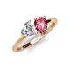 4 - Sasha GIA Certified Heart Shape Diamond & Pear Shape Pink Tourmaline Stone Duo Ring 
