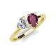 4 - Sasha GIA Certified Heart Shape Diamond & Pear Shape Rhodolite Garnet Stone Duo Ring 