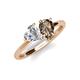 4 - Sasha IGI Certified Heart Shape Lab Grown Diamond & Pear Shape Smoky Quartz Stone Duo Ring 