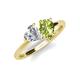 4 - Sasha IGI Certified Heart Shape Lab Grown Diamond & Pear Shape Peridot Stone Duo Ring 