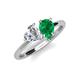 4 - Sasha Heart Shape Forever One Moissanite & Pear Shape Lab Created Emerald 2 Stone Duo Ring 