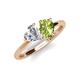 4 - Sasha Heart Shape Forever Brilliant Moissanite & Pear Shape Peridot 2 Stone Duo Ring 