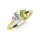 4 - Sasha Heart Shape Forever One Moissanite & Pear Shape Peridot 2 Stone Duo Ring 