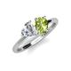 4 - Sasha Heart Shape Forever One Moissanite & Pear Shape Peridot 2 Stone Duo Ring 