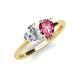 4 - Sasha Heart Shape Forever One Moissanite & Pear Shape Pink Tourmaline 2 Stone Duo Ring 