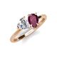 4 - Sasha Heart Shape Forever Brilliant Moissanite & Pear Shape Rhodolite Garnet 2 Stone Duo Ring 