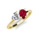 4 - Sasha Heart Shape Forever Brilliant Moissanite & Pear Shape Lab Created Ruby 2 Stone Duo Ring 