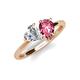 4 - Sasha Heart Shape Forever Brilliant Moissanite & Pear Shape Pink Tourmaline 2 Stone Duo Ring 