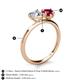 5 - Sasha GIA Certified Heart Shape Diamond & Pear Shape Lab Created Ruby 2 Stone Duo Ring 