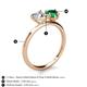 5 - Sasha IGI Certified Heart Shape Lab Grown Diamond & Pear Shape Lab Created Emerald 2 Stone Duo Ring 