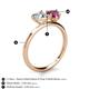 5 - Sasha IGI Certified Heart Shape Lab Grown Diamond & Pear Shape Rhodolite Garnet Stone Duo Ring 