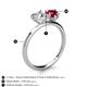 5 - Sasha IGI Certified Heart Shape Lab Grown Diamond & Pear Shape Lab Created Ruby 2 Stone Duo Ring 