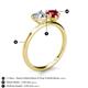 5 - Sasha Heart Shape Forever Brilliant Moissanite & Pear Shape Lab Created Ruby 2 Stone Duo Ring 