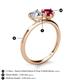 5 - Sasha Heart Shape Forever Brilliant Moissanite & Pear Shape Lab Created Ruby 2 Stone Duo Ring 