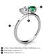 5 - Sasha Heart Shape Forever One Moissanite & Pear Shape Lab Created Emerald 2 Stone Duo Ring 